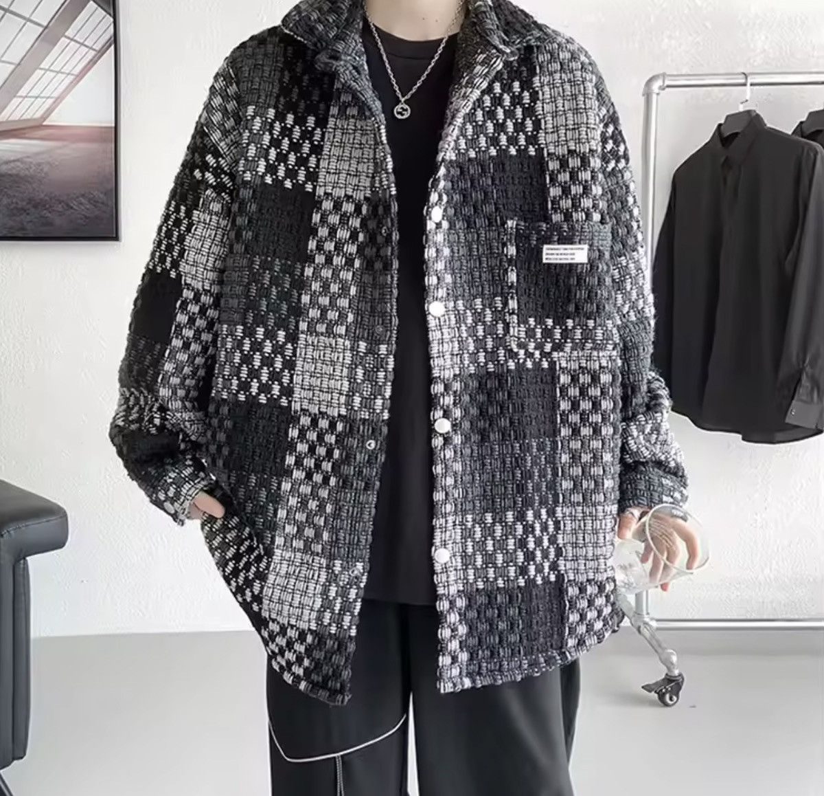 Japanese Brand Casual Plaid Knit Shirt Size US L / EU 52-54 / 3 - 5 Thumbnail