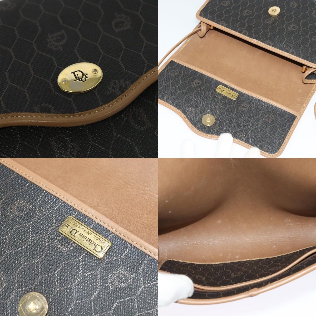 Dior DIOR Honeycomb Canvas Shoulder Bag Pvc Black Gold Size ONE SIZE - 11 Thumbnail