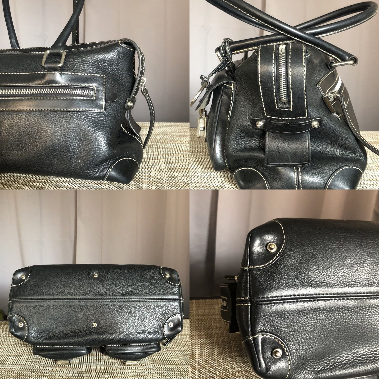 Dooney & Bourke VINTAGE Dooney & Bourke Anniversary Signature Satchel Handbag Pebble Black Leather Women Medium Size ONE SIZE - 9 Thumbnail