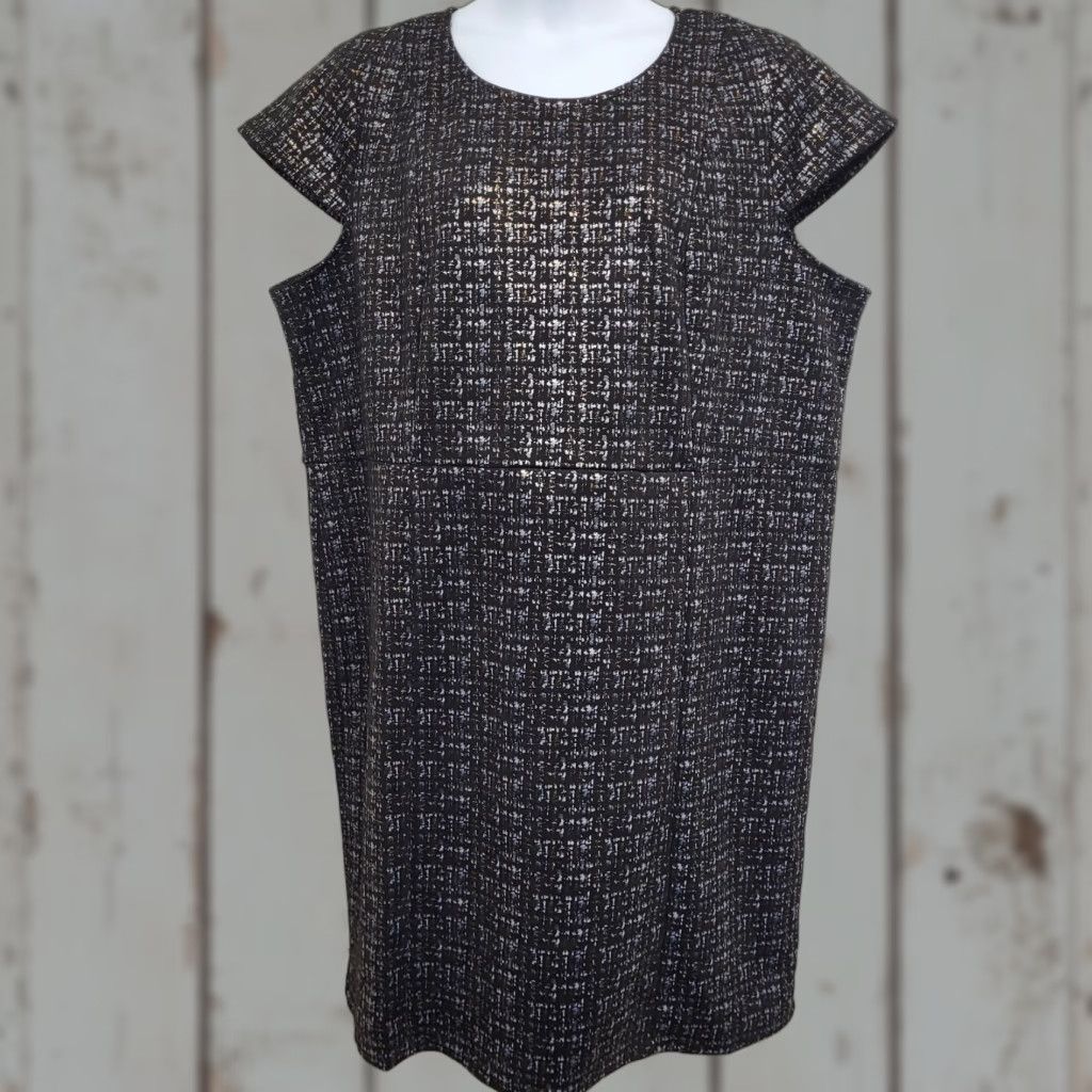 Vintage Nina Leonard Dress Women's 3X Black Cap Sleeve Sheath Roundneck Size XXL / US 16-18 / IT 52-54 - 1 Thumbnail