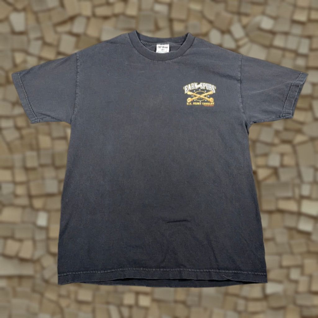 Vintage US Army Shirt Adult LARGE Black Earn Spurs Cavalry 762 Design Horse Soldier Y2K Size US L / EU 52-54 / 3 - 1 Thumbnail