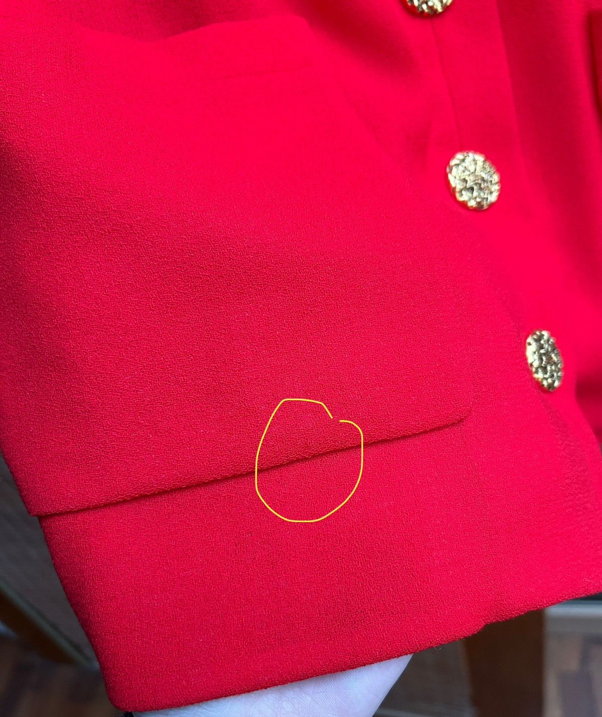 Yves Saint Laurent 70s Yves Saint Laurent Rive Gauche Red Blazer Gold Buttons Size S / US 4 / IT 40 - 17 Thumbnail