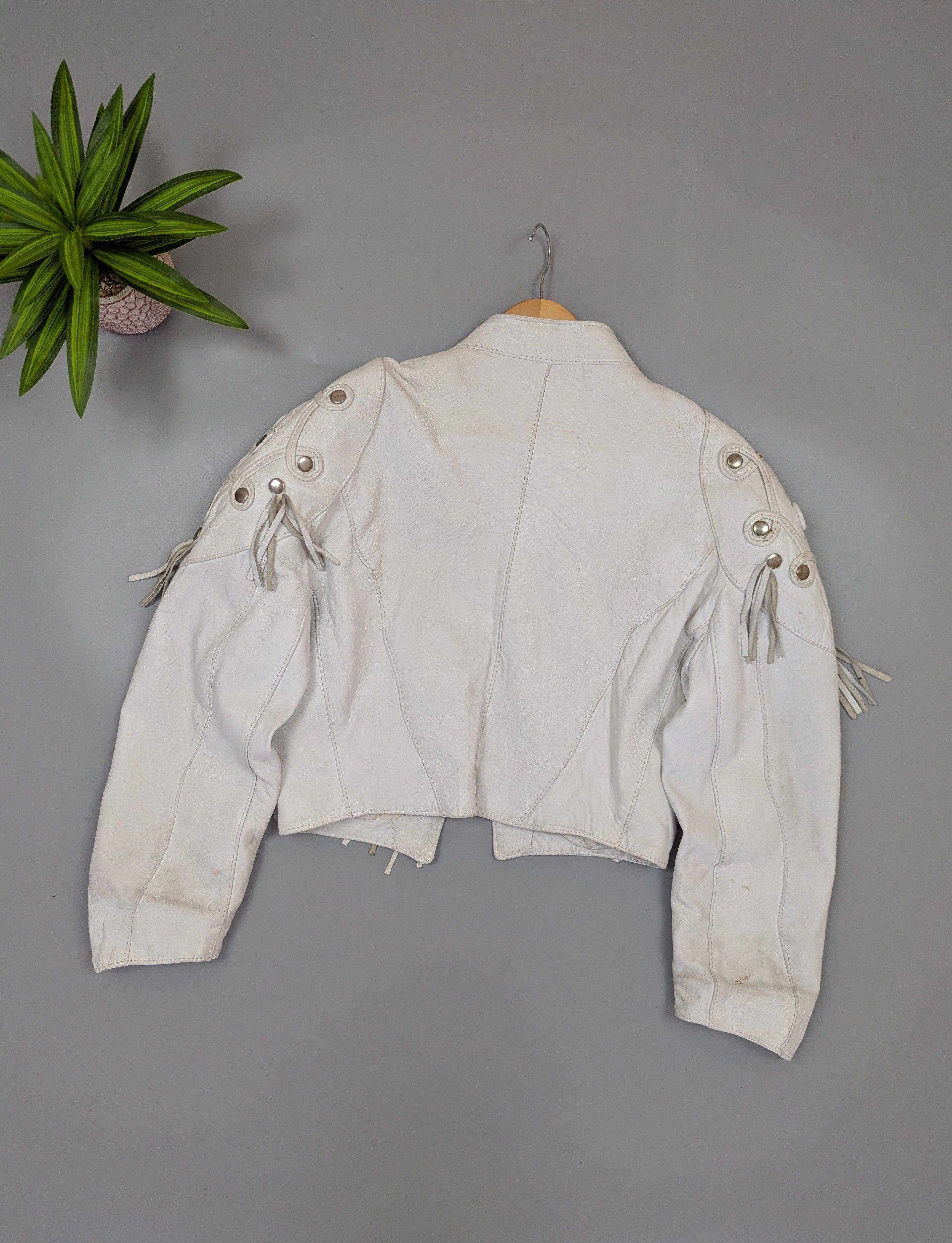 Vintage Vintage 80s White Leather Jacket Bomber Womens Sz M Size M / US 6-8 / IT 42-44 - 14 Thumbnail