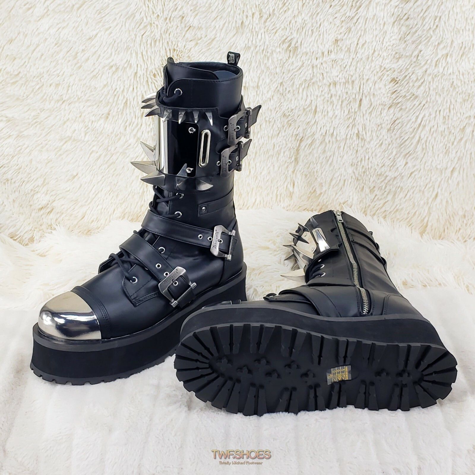 Other GraveDigger 250 Claw Spike Black Lace Up Boots Mid Calf Men Size US 12 / EU 45 - 4 Thumbnail