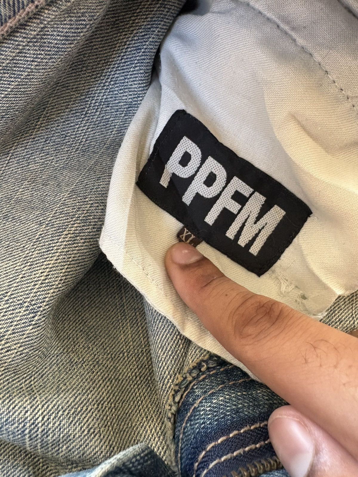 PPFM PPFM Double Waist Distressed Jeans Faded Denim XL 36x32 Size US 36 / EU 52 - 4 Thumbnail
