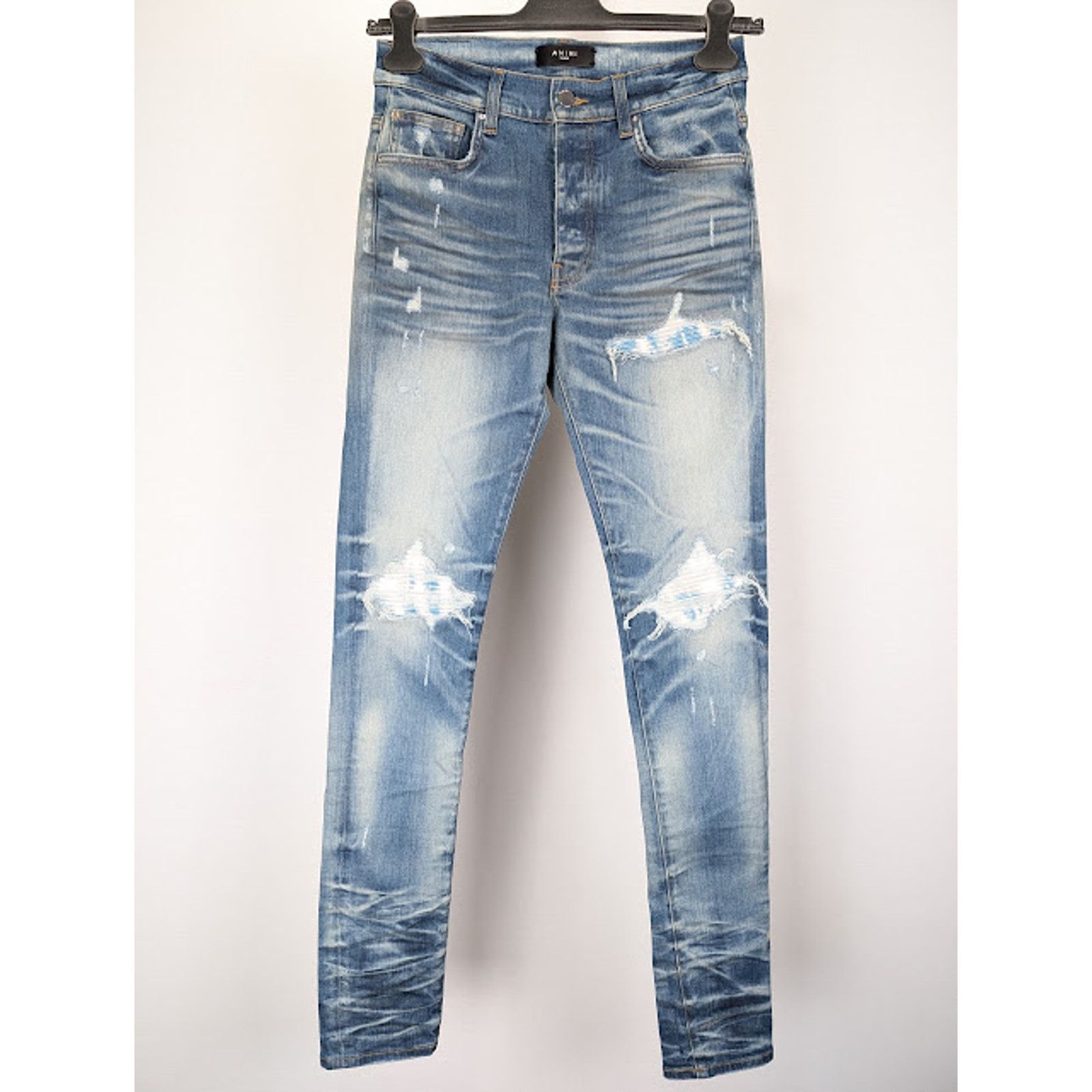 Amiri o1rshd1 Bleached MA Paisley MX1 Jeans Honeycomb Indigo Size US 40 / EU 56 - 2 Thumbnail