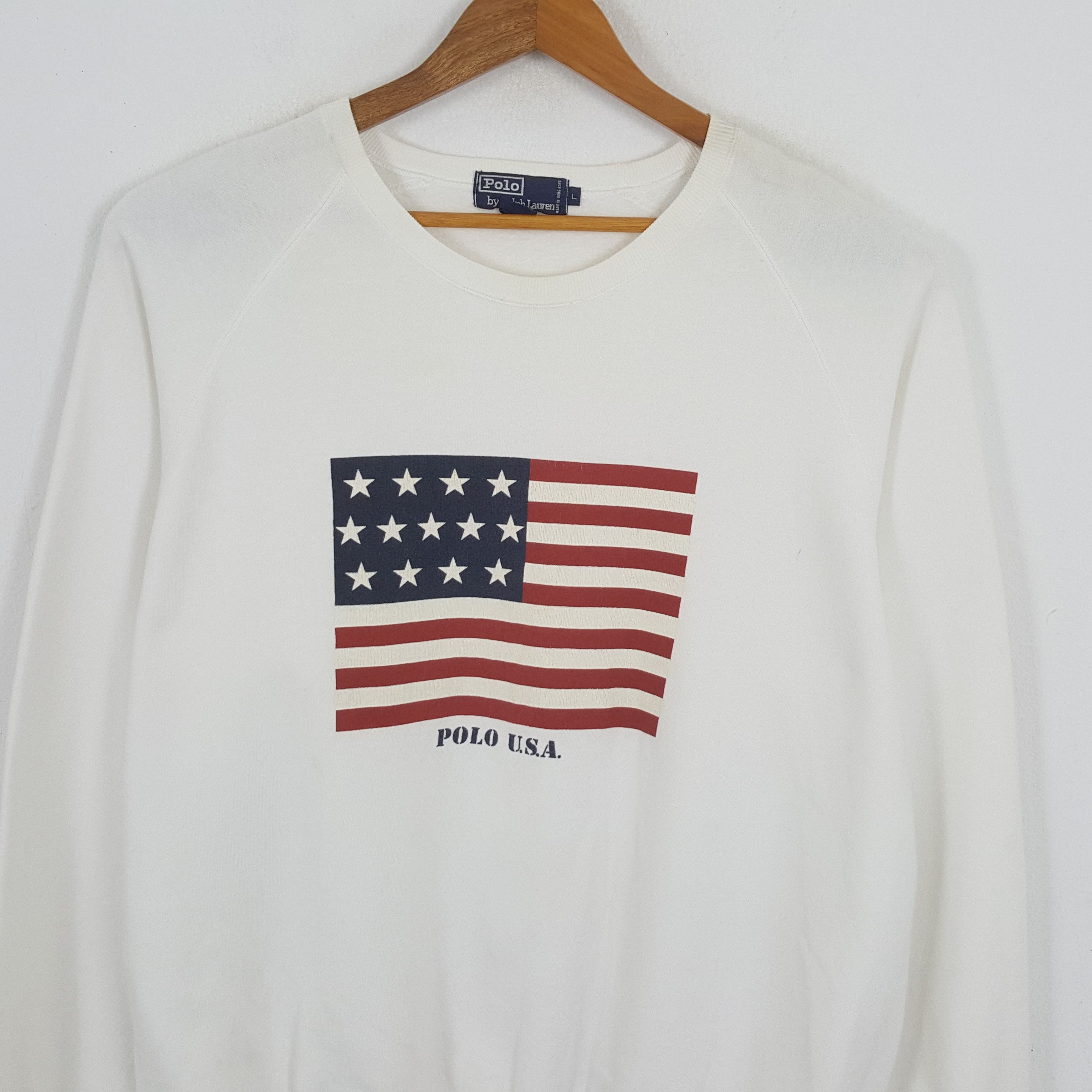 Polo Ralph Lauren × Vintage Vintage POLO by RALPH LAUREN American Flag Style Sweatshirt Size US XL / EU 56 / 4 - 2 Thumbnail