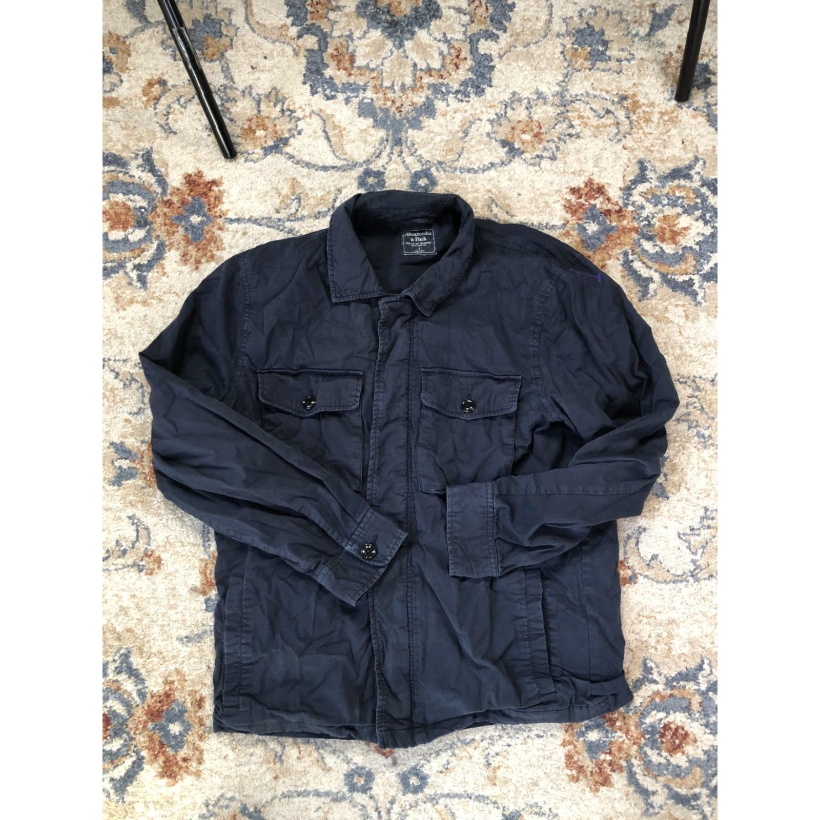 Abercrombie & Fitch Abercrombie & Fitch Jacket Mens Small Blue Cotton Military Full Zip Pockets Size US S / EU 44-46 / 1 - 2 Thumbnail