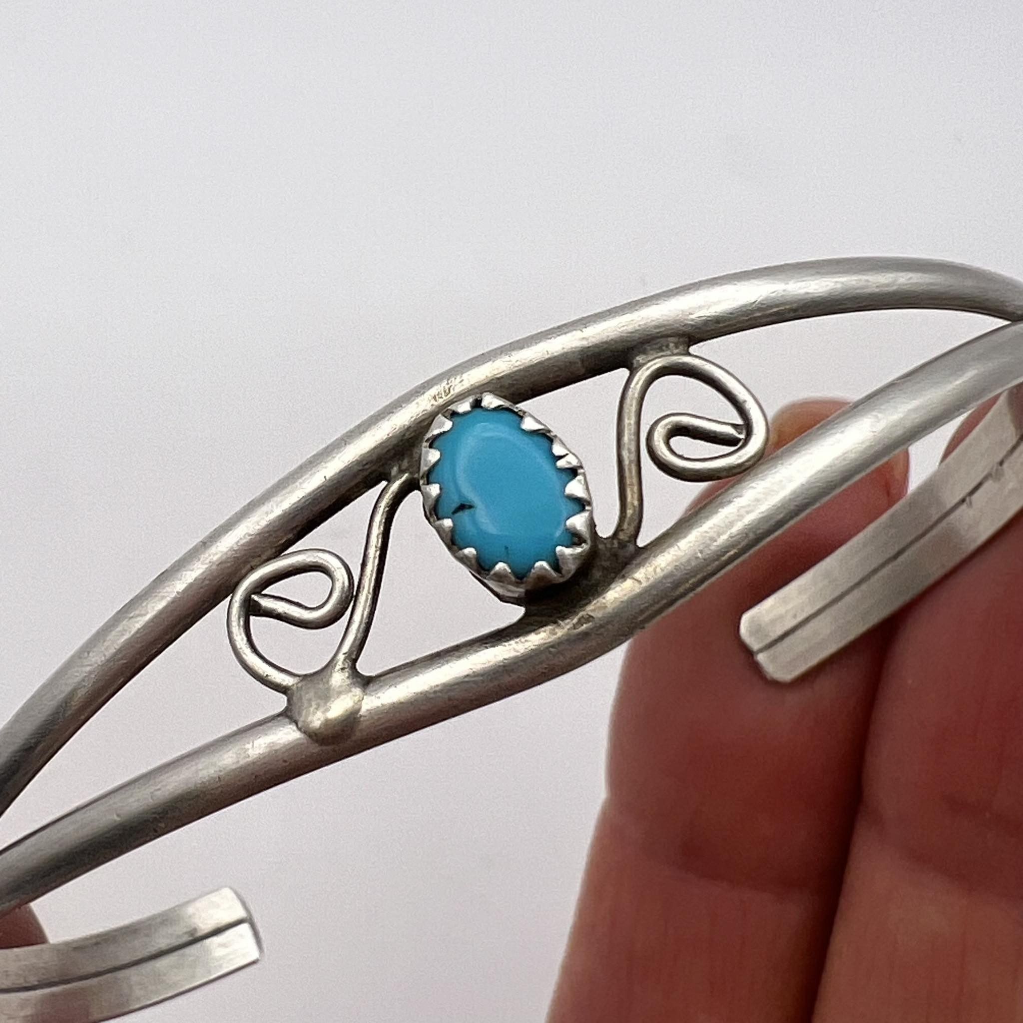 Jewelry × Vintage Vintage Bracelet Sterling Silver 925 Natural Turquoise 6.3g Size ONE SIZE - 5 Thumbnail