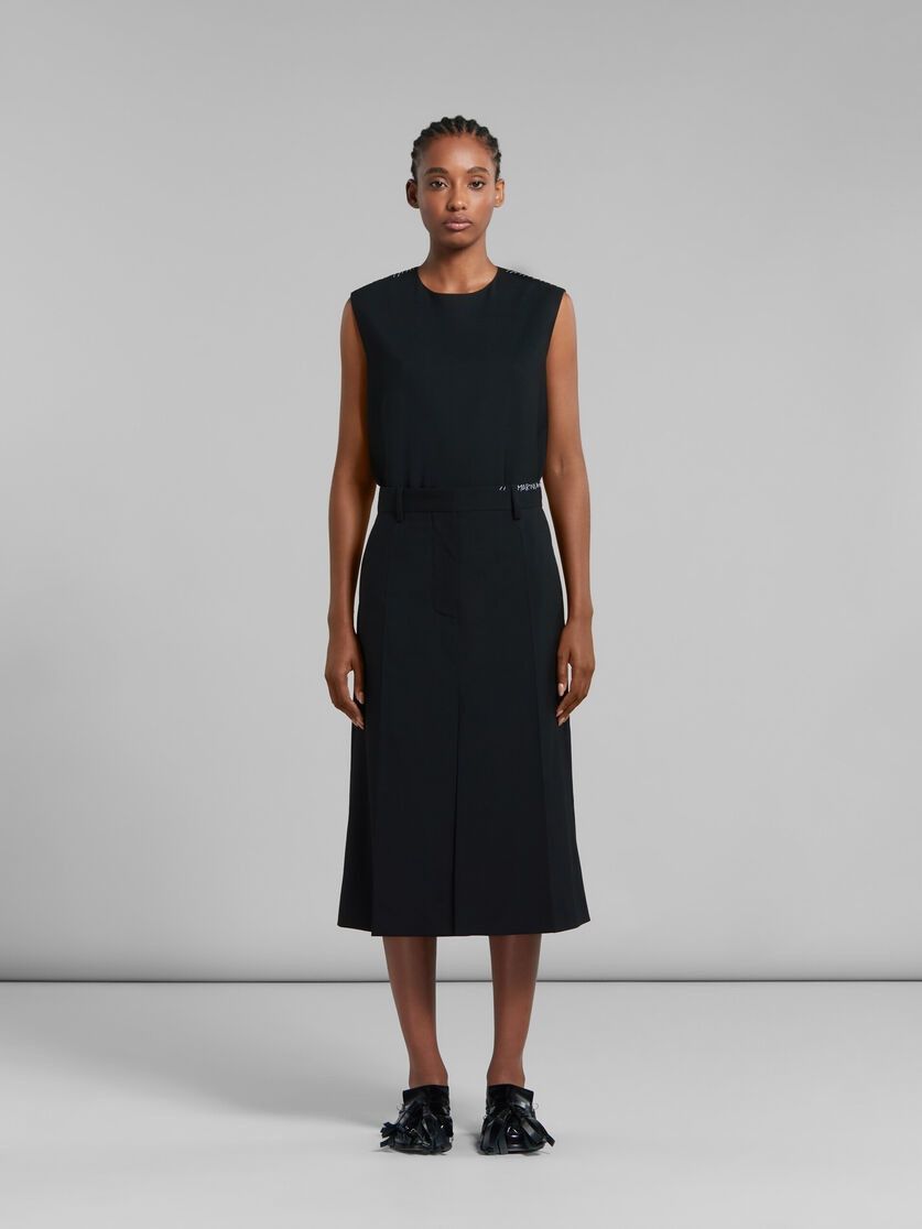 Marni o1w1db10125 Tropical Wool Midi Skirt in Black Size 27" / US 4 / IT 40 - 2 Thumbnail