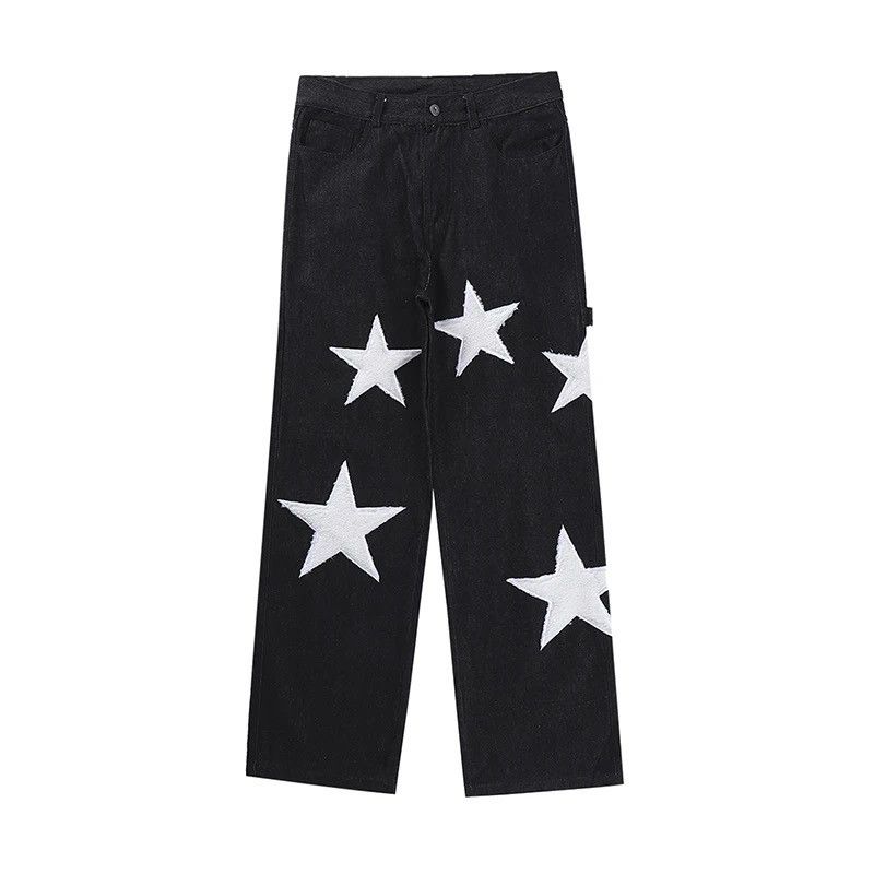 Japanese Brand Retro-style Jeans Ripped Baggy Trousers Star Harajuku style Size US 30 / EU 46 - 3 Thumbnail