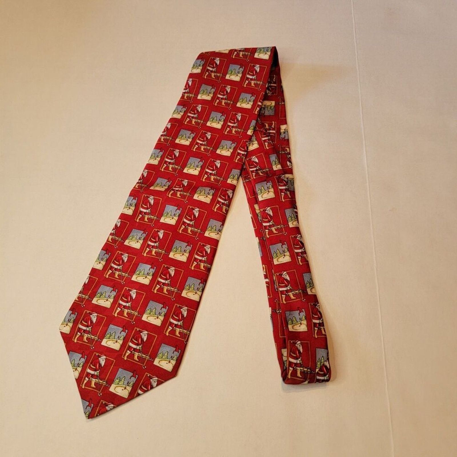Other Holiday Tradition By MMG Hallmark Xmas Tie Golf Santa Silk Size ONE SIZE - 3 Thumbnail