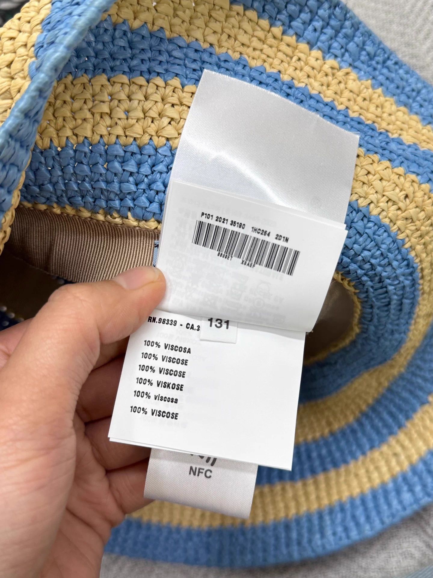 Prada Prada blue stripe straw fisherman hat S new Size ONE SIZE - 8 Thumbnail
