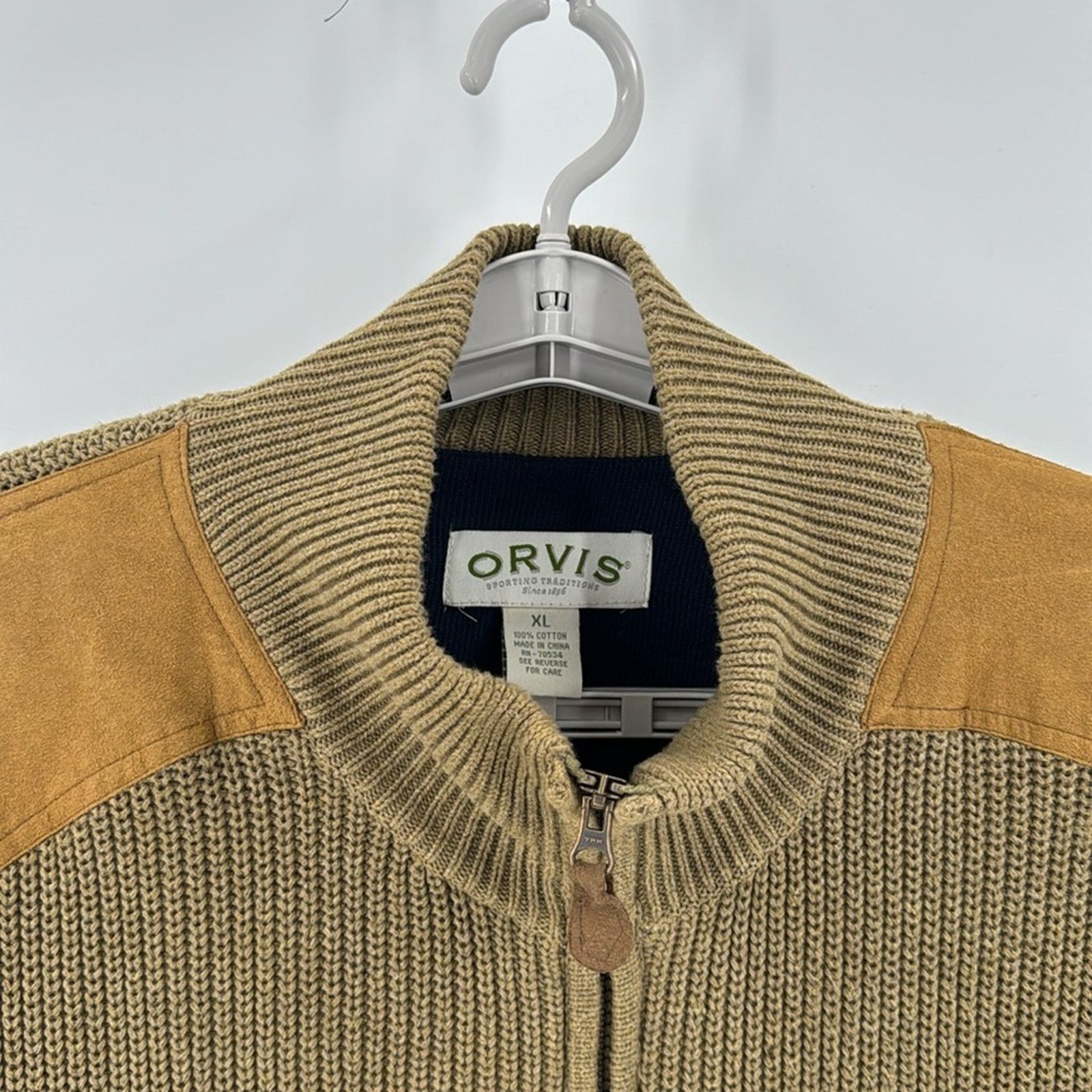 Orvis Vintage Orvis Full Zip Sweater Jacket Suede Leather sizer XL Size US XL / EU 56 / 4 - 4 Thumbnail