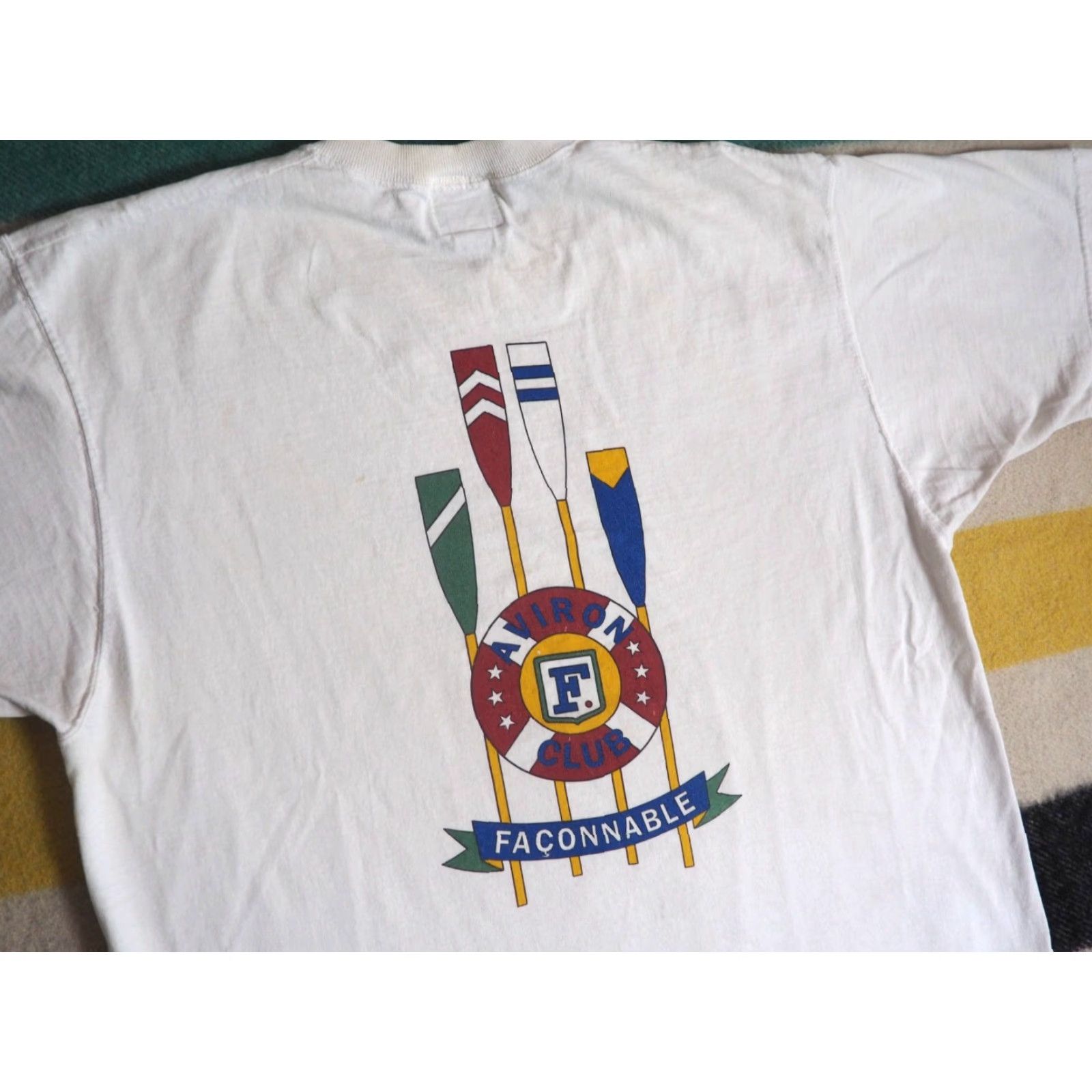 Faconnable VTG 90s Faconnable Aviron Club Sailing USA Distress White Logo Tee T-Shirt Men L Size US L / EU 52-54 / 3 - 3 Thumbnail