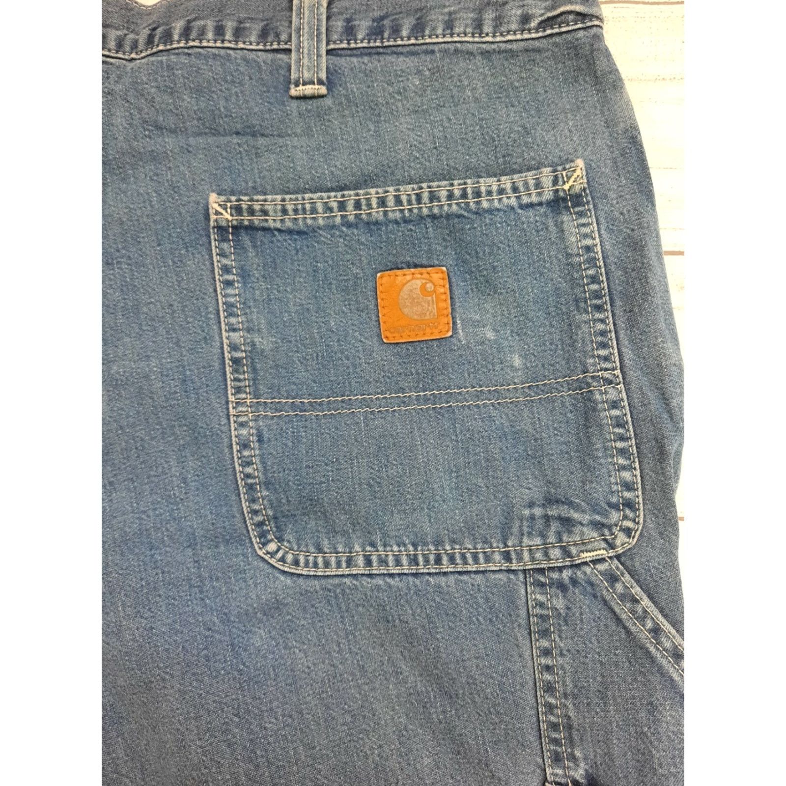 Carhartt Carhartt Men's Carpenter Jeans Size 40x32 Workwear Dungaree Fit 382-83 WW Dark Blue Denim Regular Rise 11.5in Inseam 32in Pants Mens Shirt Size US 40 / EU 56 - 6 Thumbnail