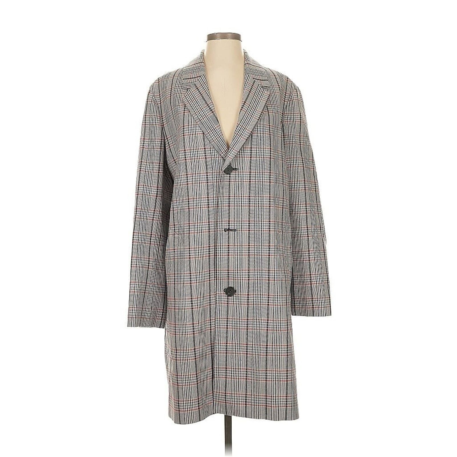 6397 “6397” Plaid Trench Coat Grey Buttons Car Coat Jacket XS Size XS / US 0-2 / IT 36-38 - 2 Thumbnail