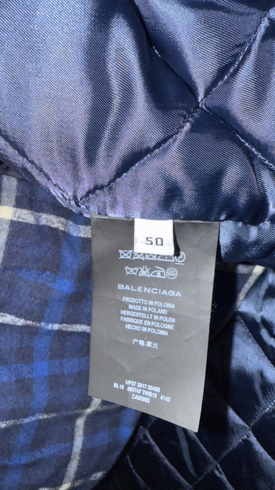 Balenciaga Padded Blue Plaid Overshirt Size US M / EU 48-50 / 2 - 5 Thumbnail