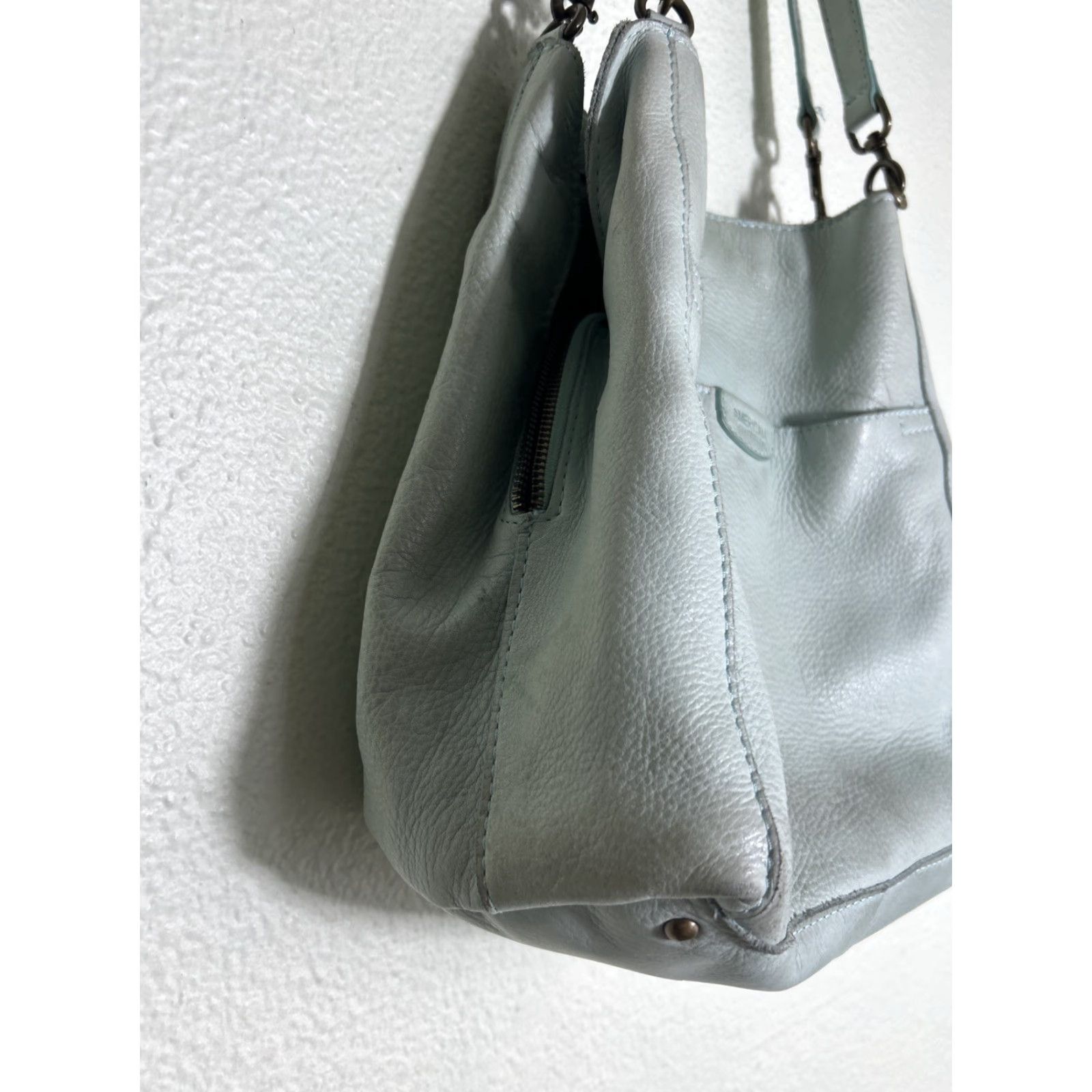 Vintage VINTAGE American Leather Co. Double Strap Shoulder Bag Mint Green 11x11x4.5 Womens Green Stains/dirty Size ONE SIZE - 2 Thumbnail
