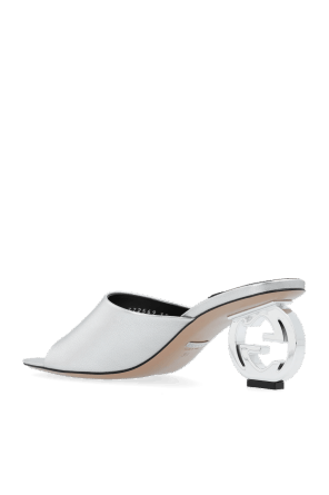 Gucci o1s1wg110225 Women's Interlocking G Heel Sandals in Silver Size US 8.5 / IT 38.5 - 5 Thumbnail