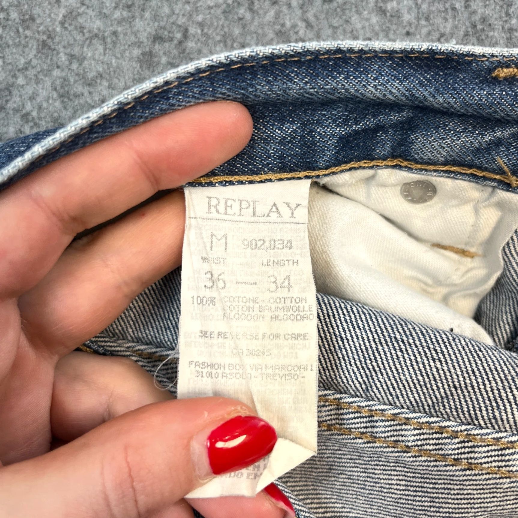 Replay Replay Jeans Relaxed Straight 32 Regular Mens Blue 100% Cotton Vintage Mid Wash Denim - 5-Pocket, Button Closure, Roomy Fit, Anbass, 34 Inside Leg Size US 32 / EU 48 - 7 Thumbnail