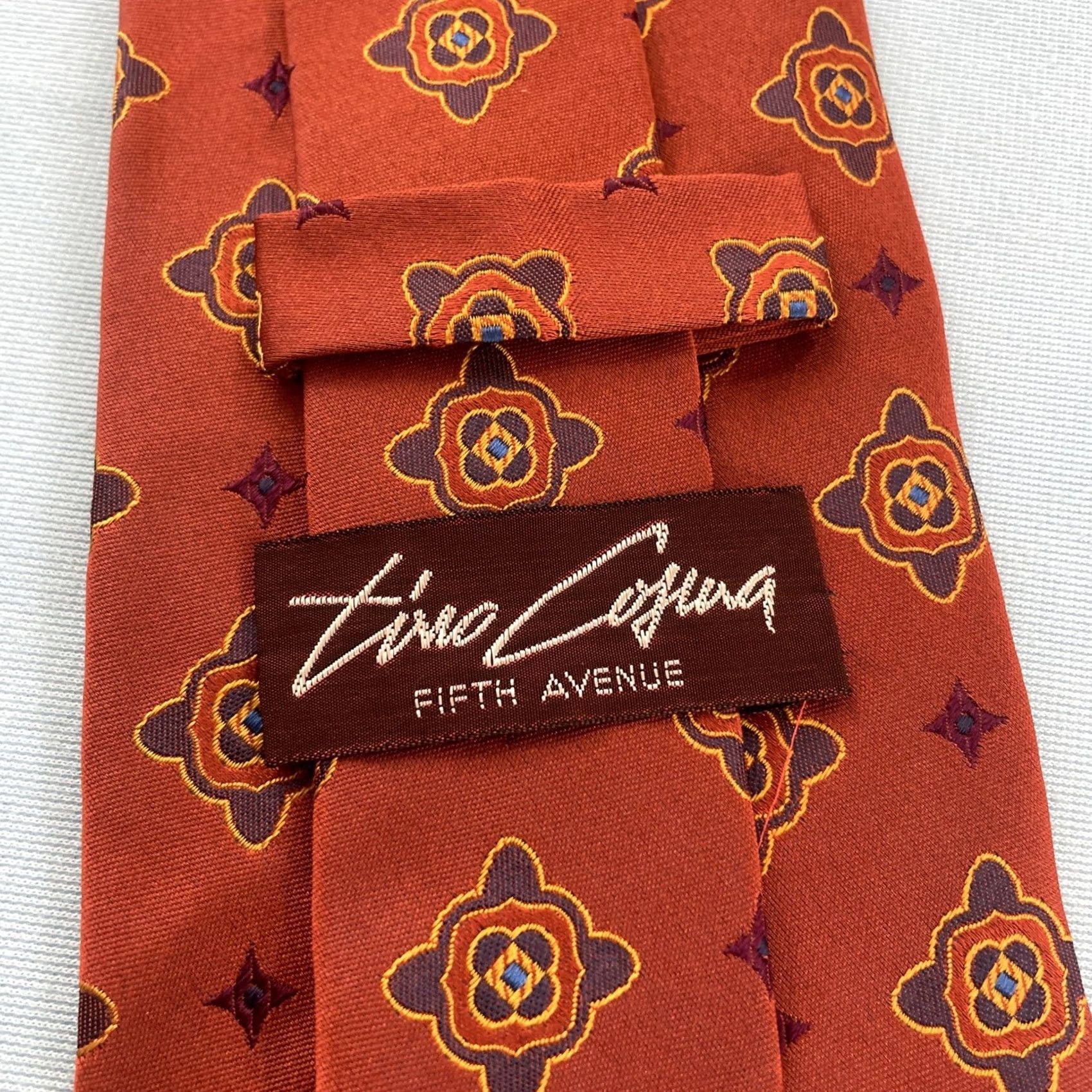 Brooks Brothers VINTAGE Brooks Brothers Tie Geometric Deco MCM Burnt Orange Silk 4x59" Wide Necktie Mens Tie Size ONE SIZE - 5 Thumbnail