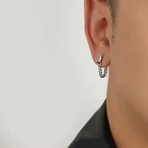 Jewelry 100%925 silver retro punk earrings Size ONE SIZE - 1 Thumbnail