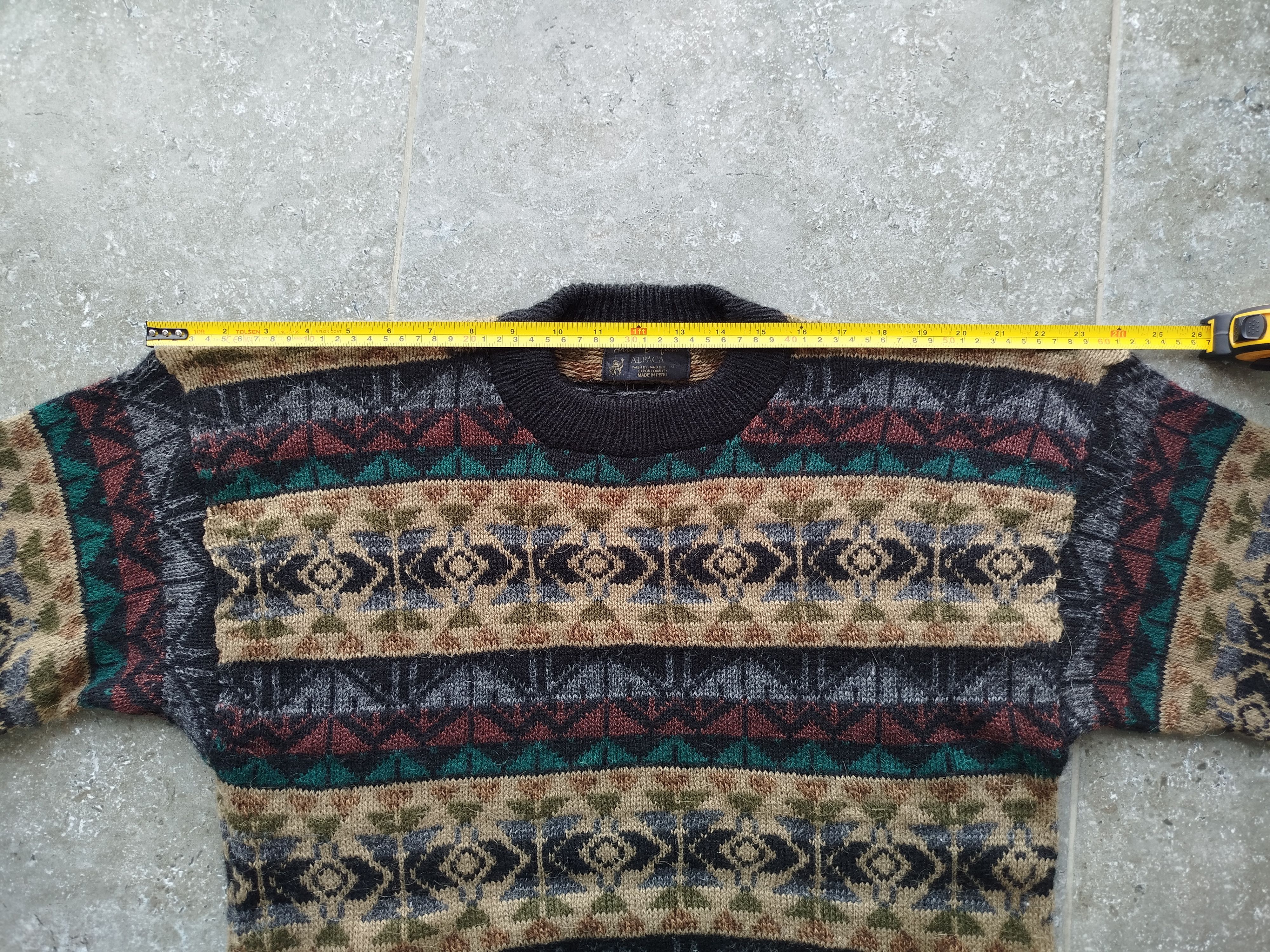 Vintage Peru Sweater Jumper Alpaca Knitted Crew Neck Ethnic Unisex Size US L / EU 52-54 / 3 - 9 Thumbnail