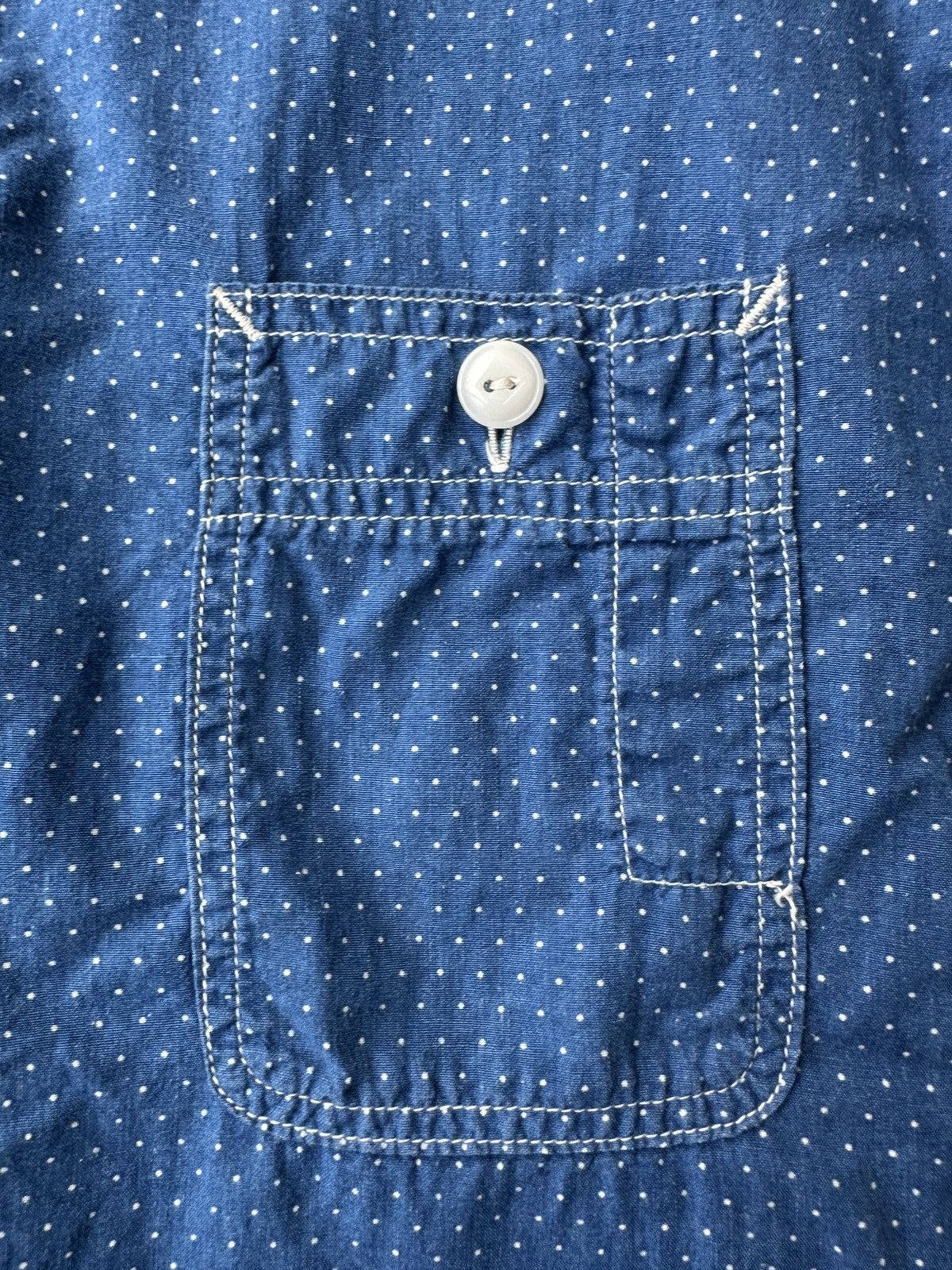 Pherrow's STORMY BLUE Union polka dotted indigo cotton work shirt Size US S / EU 44-46 / 1 - 5 Thumbnail