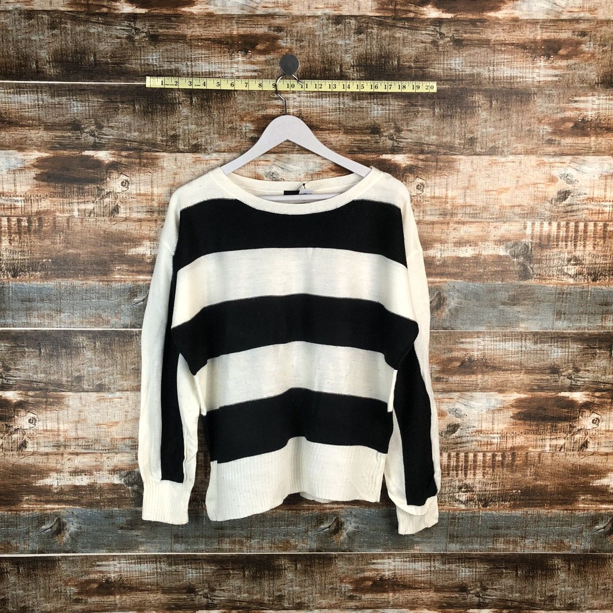 Homespun Knitwear × LOWRYS FARM A Part Of Lowyrs White Black stripe Knitwear #A1795 Size US M / EU 48-50 / 2 - 1 Thumbnail