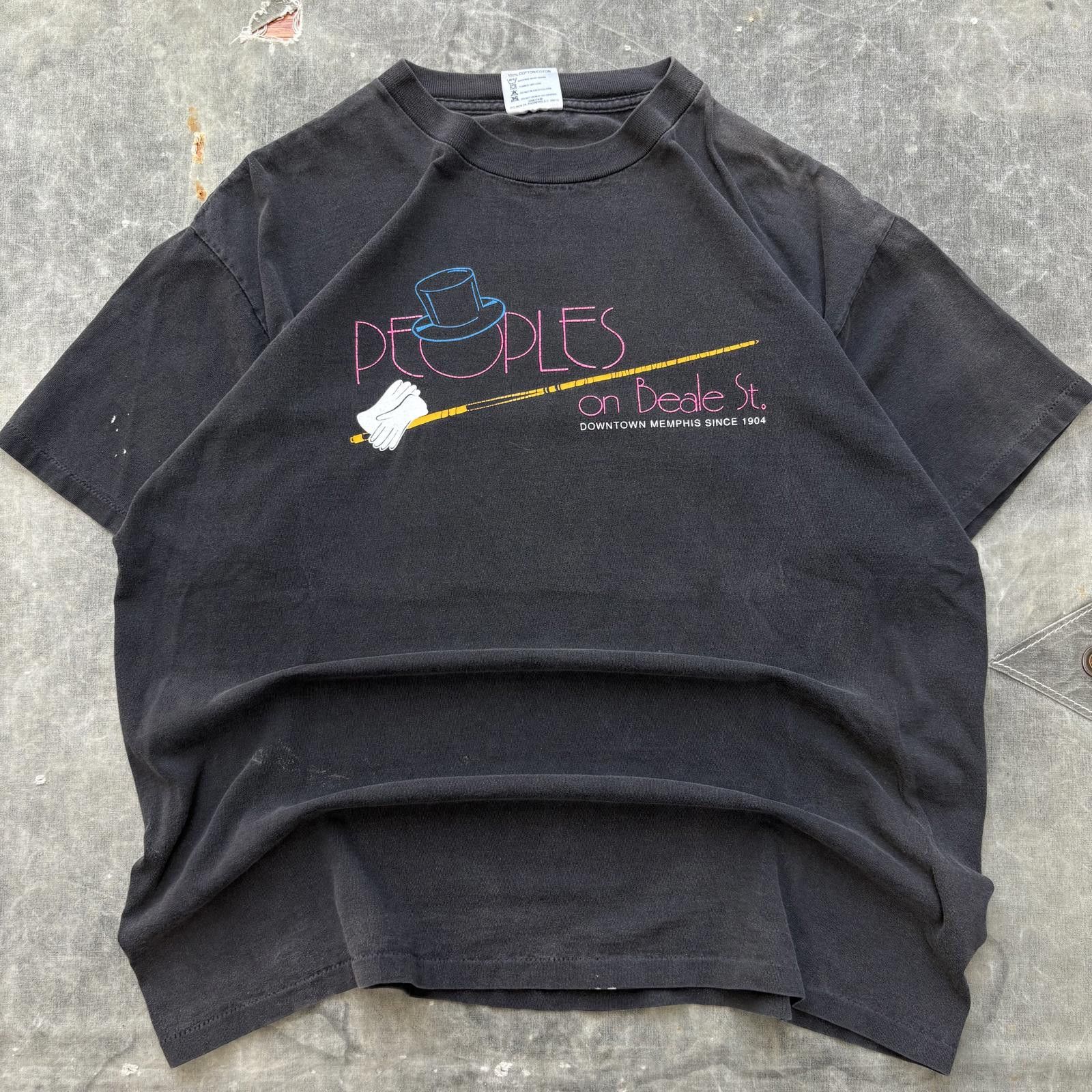 Vintage Vintage 90s Faded Peoples On Beale Street Bar Memphis Shirt Size US XL / EU 56 / 4 - 1 Thumbnail