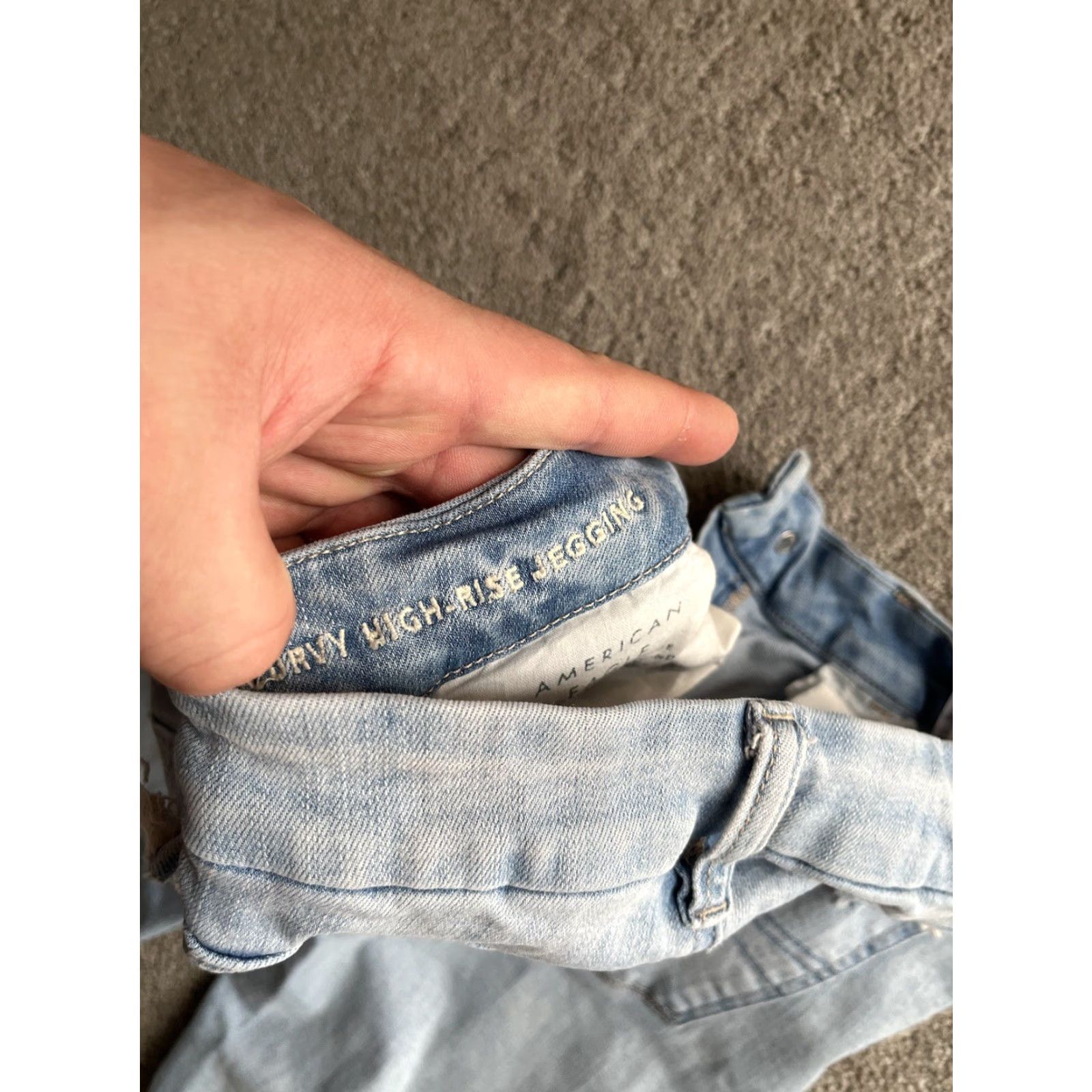 American Eagle Outfitters American Eagle Jeans Womens 2 Long Blue Curvy High Rise Jegging Distressed Size 26" / US 2 / IT 38 - 5 Thumbnail