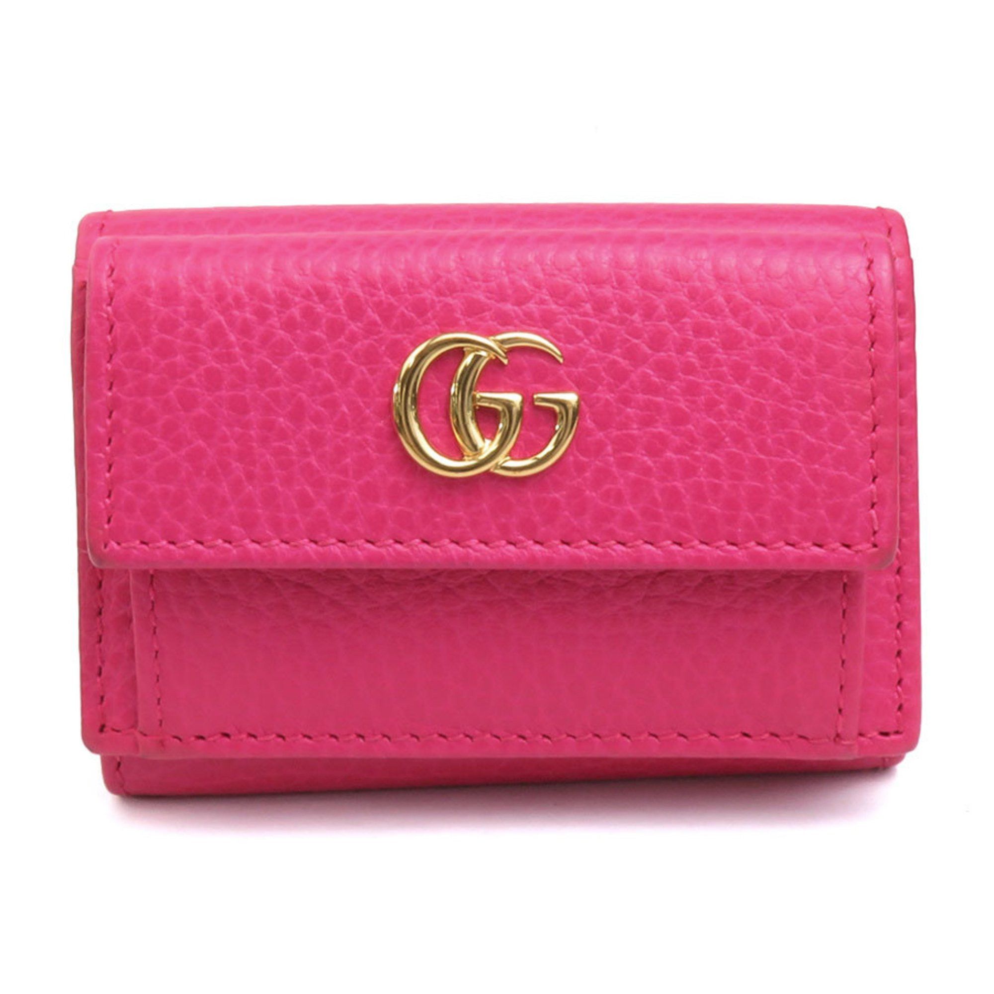 Gucci GUCCI Tri-fold Wallet GG Marmont Leather Pink Women's 523277 55795g Size ONE SIZE - 1 Thumbnail