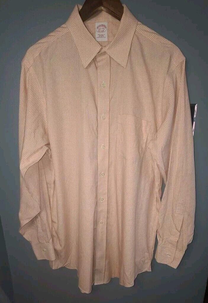 Brooks Brothers Brooks Brothers Dress Shirt Men's 16 1/2-34 Orange Gingham Size 38R - 1 Thumbnail