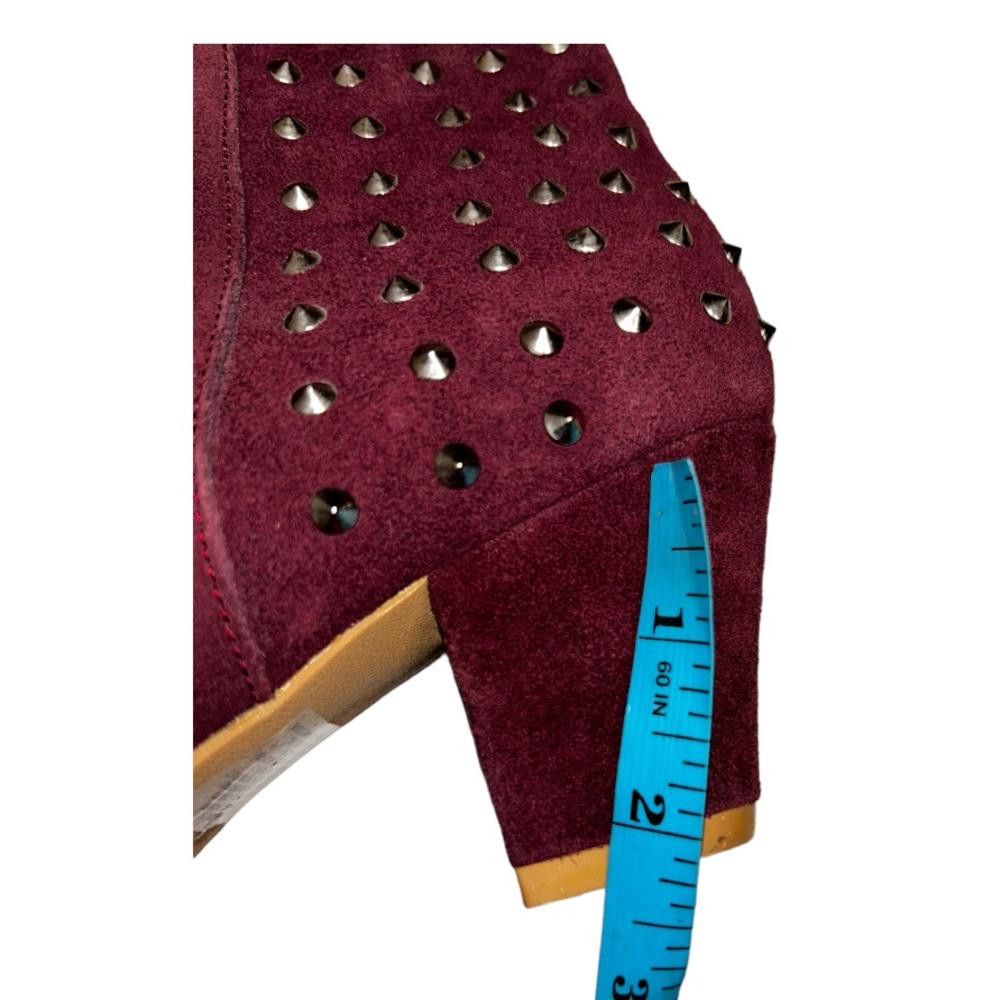 Designer mark. I Maroon Faux Suede Spiked Booties Size 10 Size US 10 / IT 40 - 6 Thumbnail