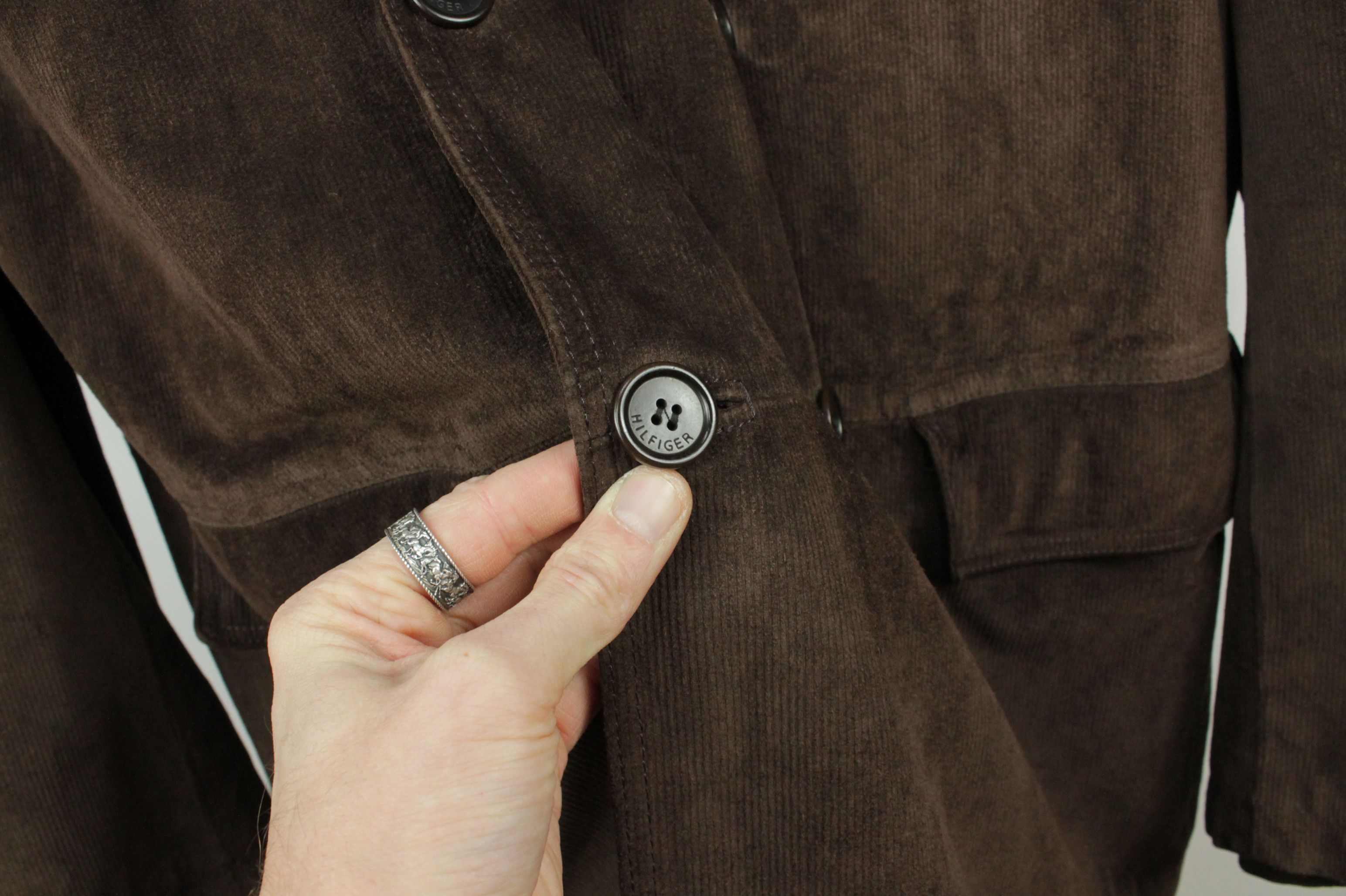 Tommy Hilfiger Tommy Hilfiger Brown Corduroy Leather Double-Breasted Jacket Size US XL / EU 56 / 4 - 9 Thumbnail