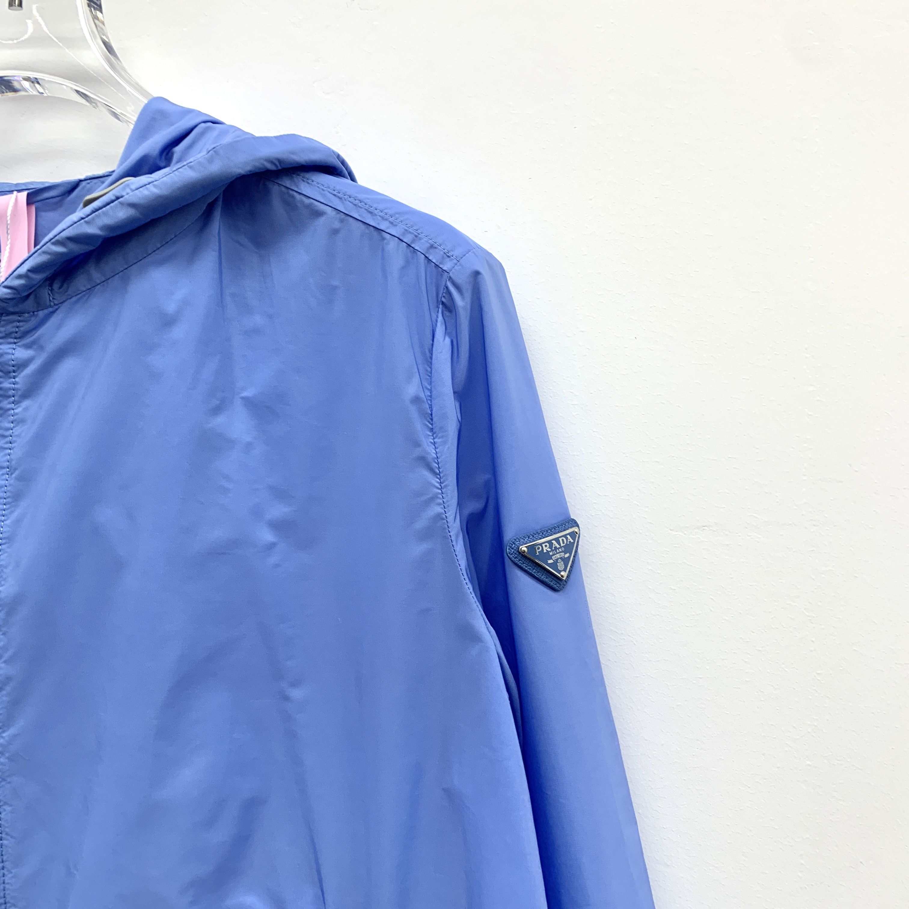 Prada Prada Blue Triangle Logo Hooded Zip-Up Jacket (Size M) Size M / US 6-8 / IT 42-44 - 7 Thumbnail