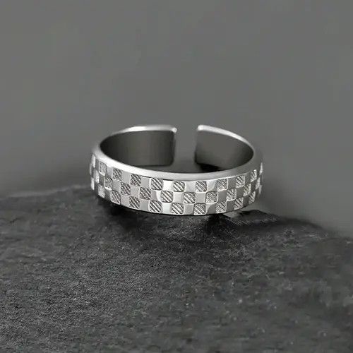 Vintage Silver Male Vintage Chessboard Checker Ring Size ONE SIZE - 1 Thumbnail