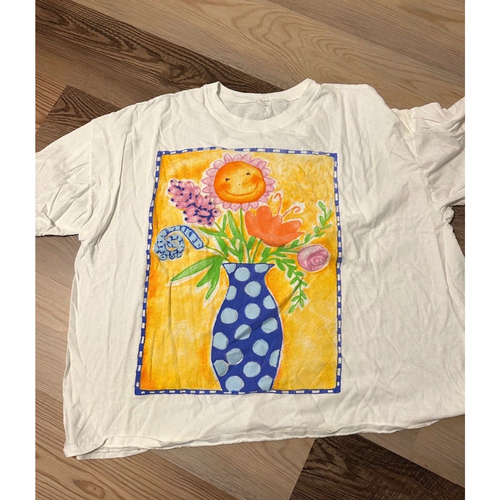 Vintage Sunshine Flowers in Vase T-Shirt One Size Fits All Size ONE SIZE - 3 Thumbnail