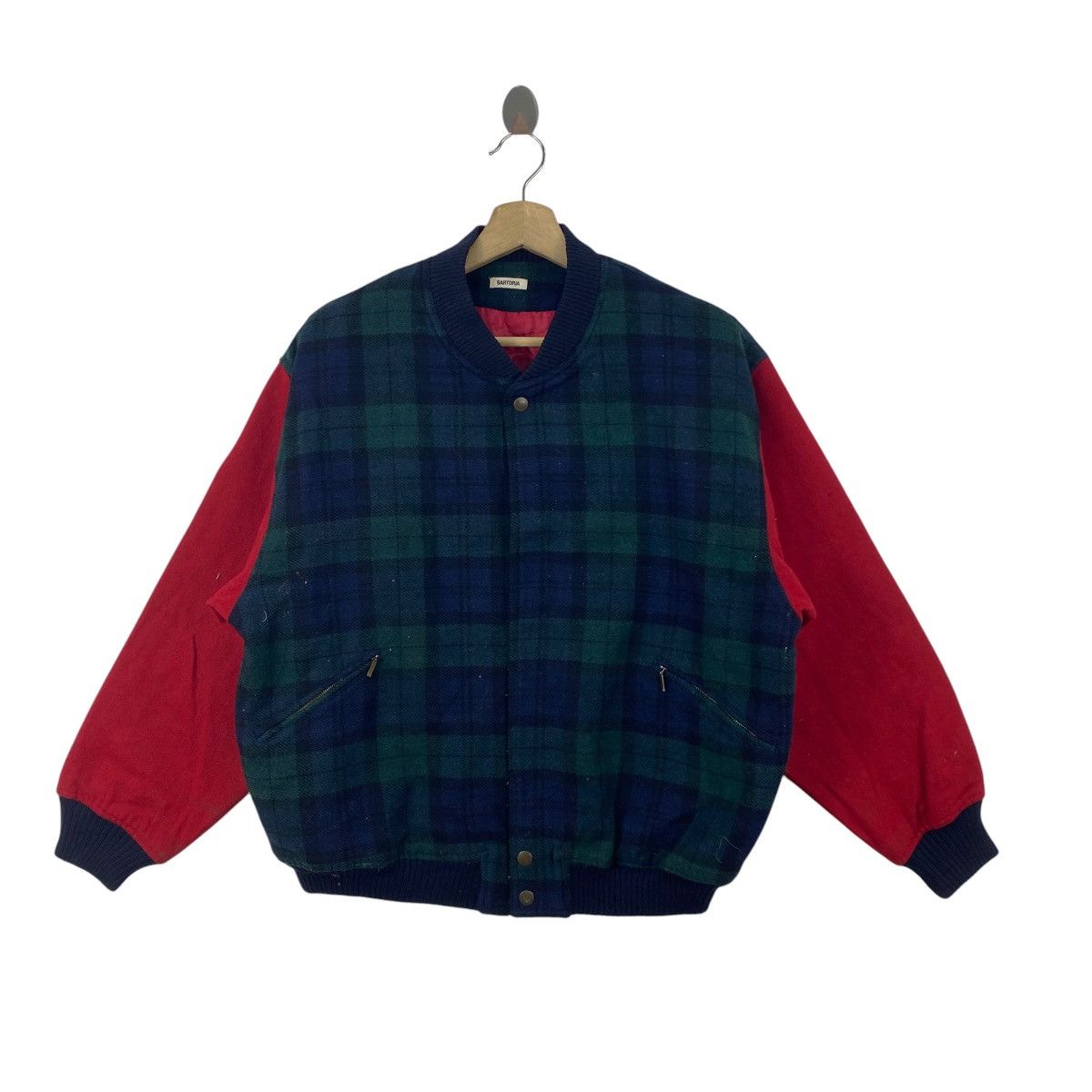 Vintage Vintage SARTORIA Plaid Bomber Jacket Sleeve Varsity Style Size US XL / EU 56 / 4 - 3 Thumbnail