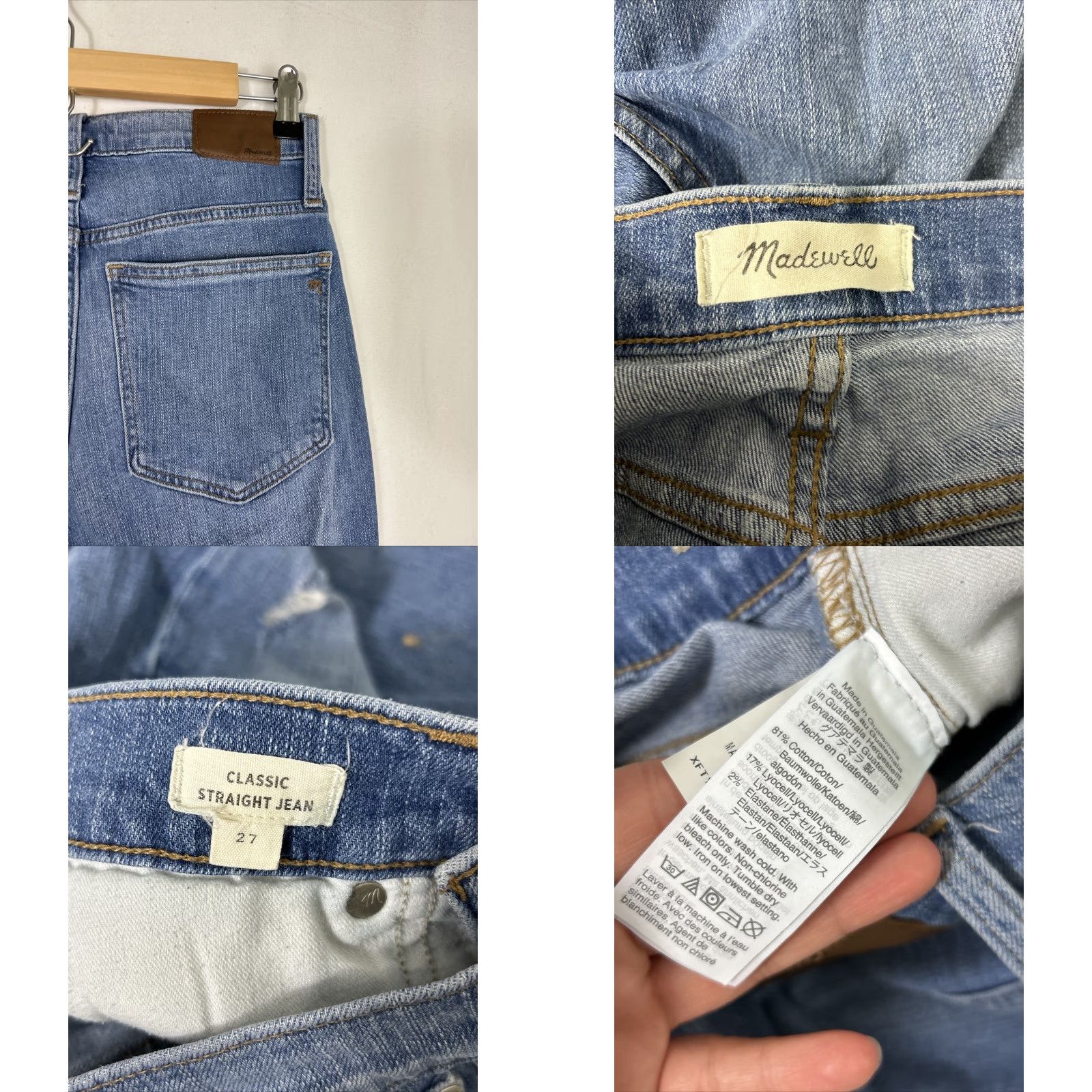 Madewell Madewell Jeans Classic Straight Cotton Stretch 27 27x25.5 Blue Corson Wash Womens Denim Regular High Rise Zip Button Logo Size 27" / US 4 / IT 40 - 9 Thumbnail