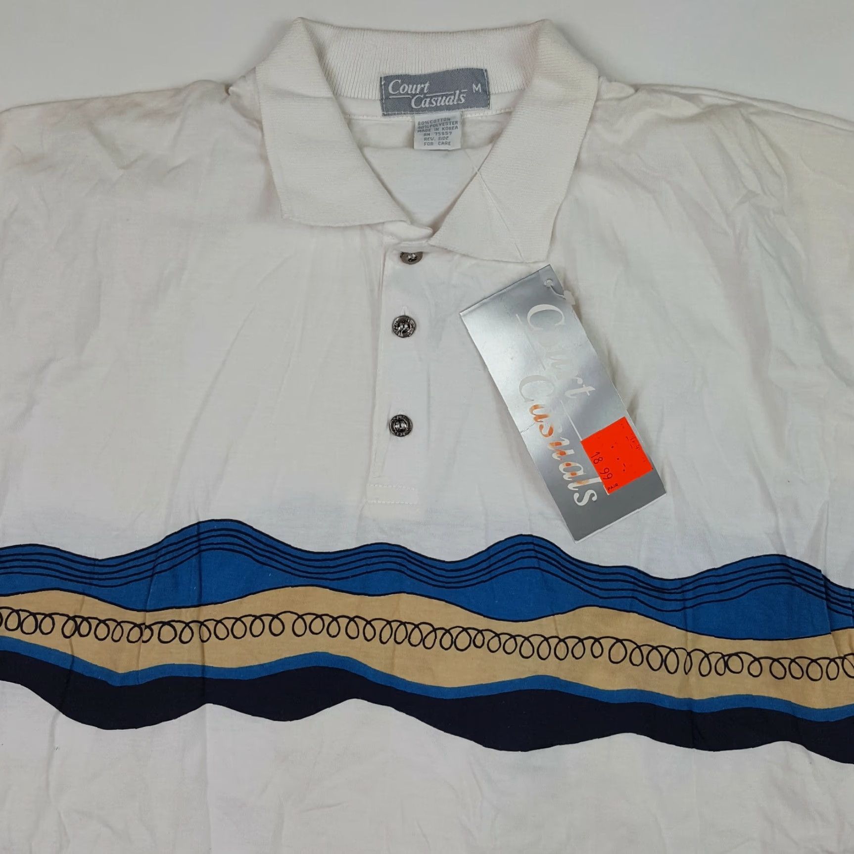 Vintage VINTAGE Court Casuals Polo Shirt White Striped 90s Golf Tennis Short Sleeve Size M Mens Size US M / EU 48-50 / 2 - 2 Thumbnail