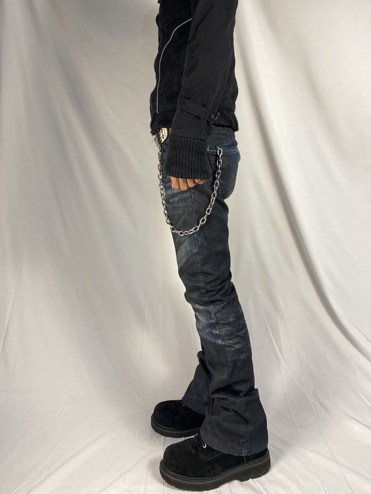 BUFFALO BOBS ✨ Archive Buffalo Bobs Curve Spiral Waxed Flared Punk Denim Size US 30 / EU 46 - 3 Thumbnail