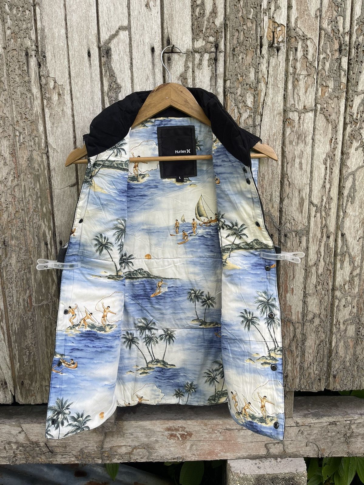 Hurley × Vintage Vintage Hurley Vest w/ Tropical Print Lining (Y2K) Size US S / EU 44-46 / 1 - 6 Thumbnail