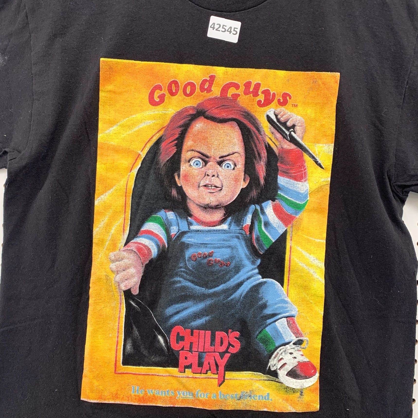 Vintage CHUCKY GRAPHIC T-SHIRT Men's Black Short Sleeve Size XL Child's Play Movie Mens Size US XL / EU 56 / 4 - 6 Thumbnail