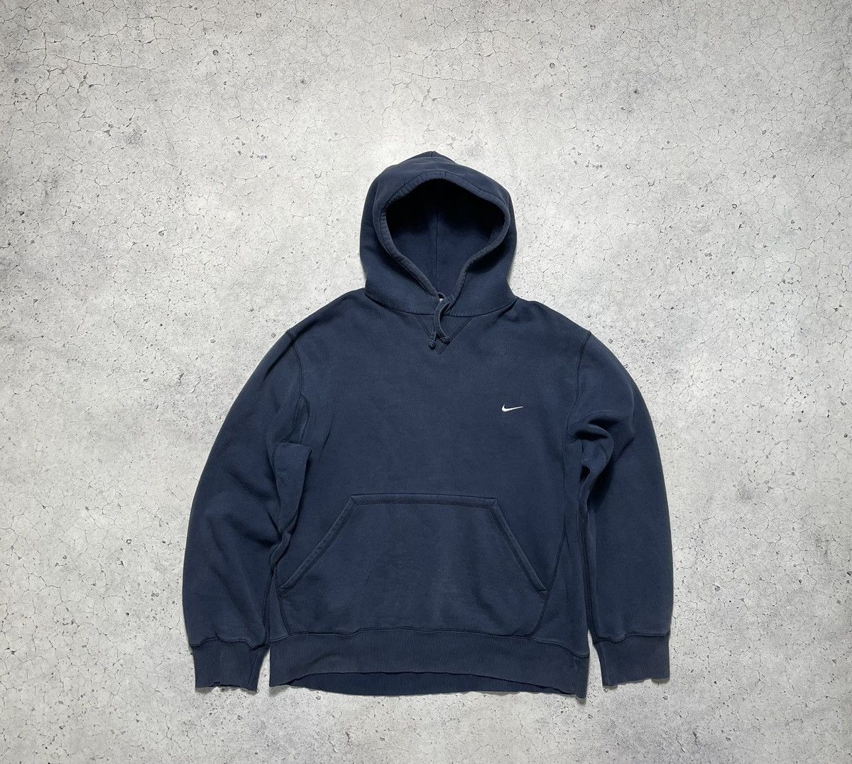 Nike × Vintage Vintage Nike Mini Swoosh Logo Drill Hoodie Y2K Navy Size US L / EU 52-54 / 3 - 1 Thumbnail