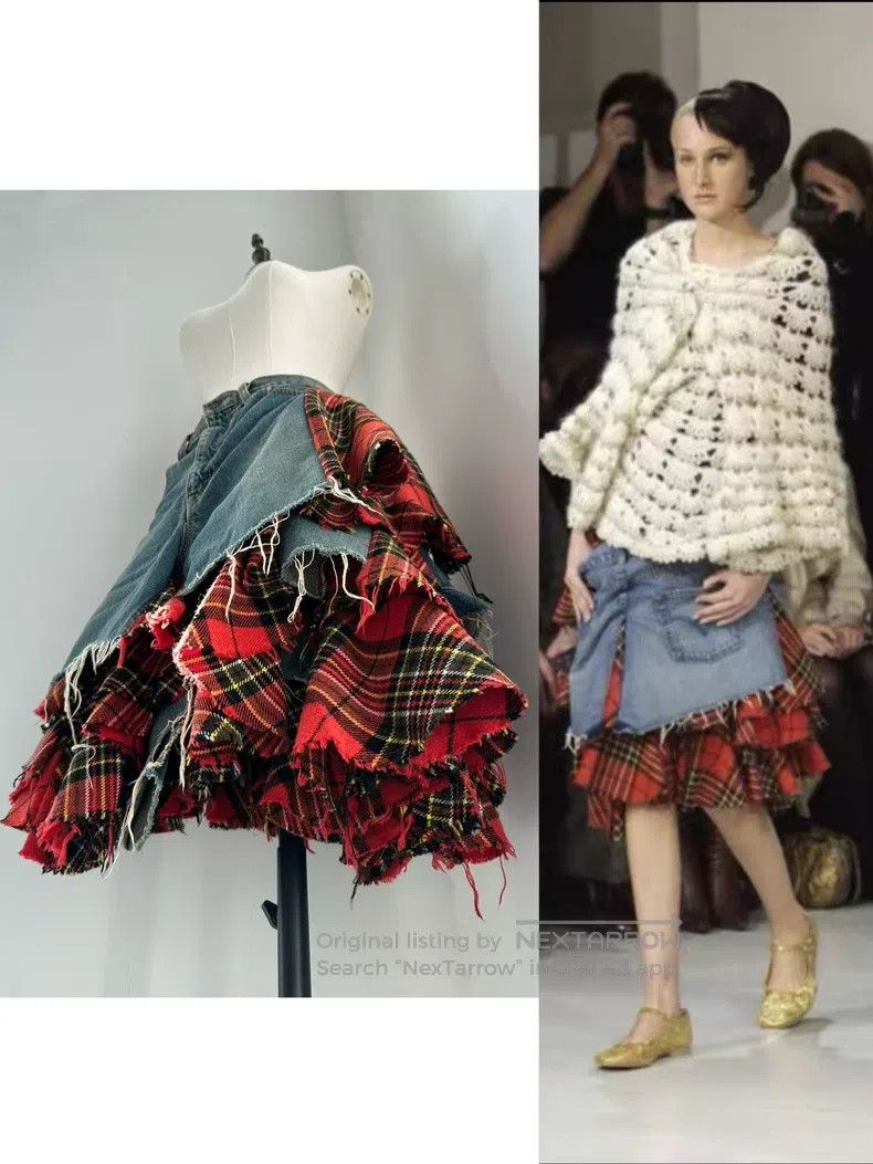 Junya Watanabe Junya Watanabe size M Heavy Plaid Patchwork Denim Skirt Size 23" - 4 Thumbnail