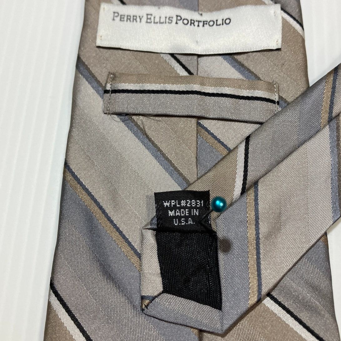 Perry Ellis Perry Ellis Portfolio Stripe Silk Wide Men Necktie 57 ½” Size ONE SIZE - 4 Thumbnail