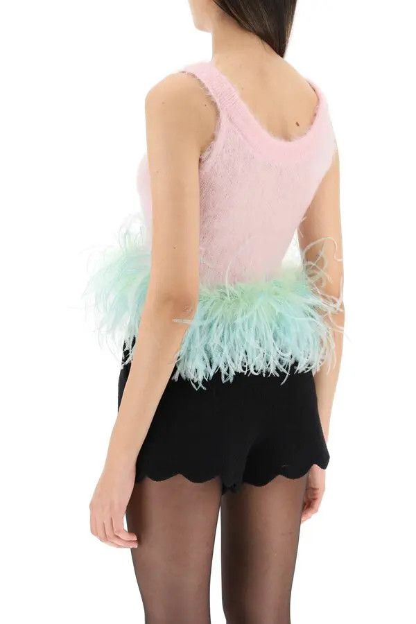 Saint Laurent Paris o1s1wg111024 Tank Top in Mohair and Feathers in Multicolor Size XS / US 0-2 / IT 36-38 - 4 Thumbnail