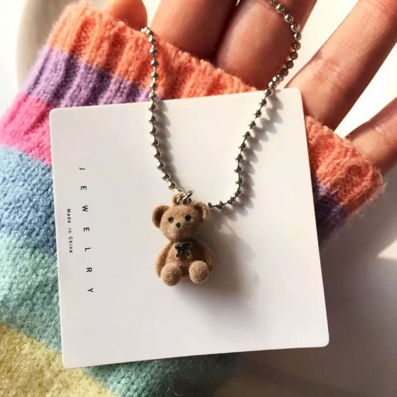 Vintage Teddy Bear Pendant Necklace Bear Neck Chain Collar Jewelry Size ONE SIZE - 2 Thumbnail